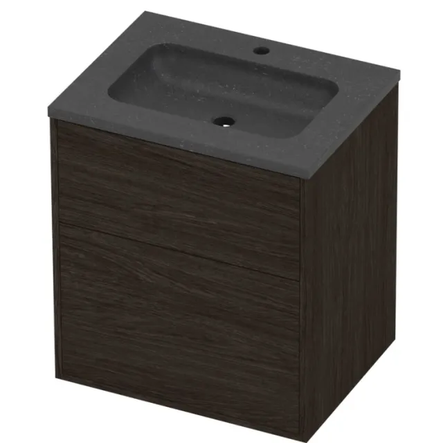 Proline Rollo Badmeubelset Hardsteen Elegant 1 Kraangat 60x46x67 cm Blue Stone Mokka Oak Eiken