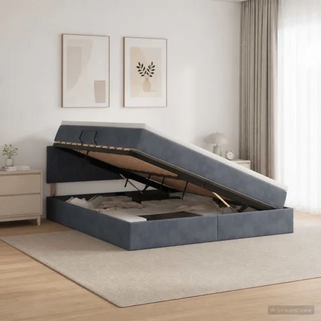 vidaXL LED Opslagbed met Matras Donkergrijs 180 x 200 cm Fluweel