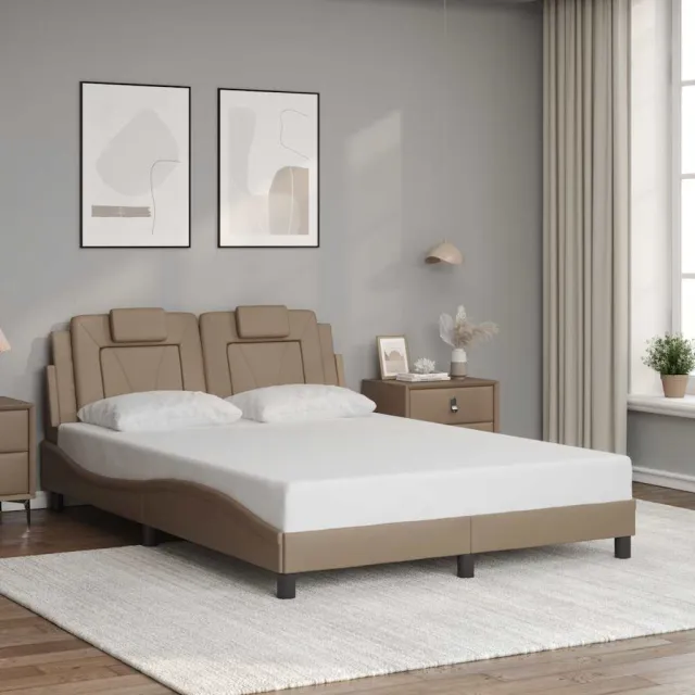 vidaXL Bedframe "Viana" zonder matras kunstleer cappuccinokleurig 140x200 cm Bruin