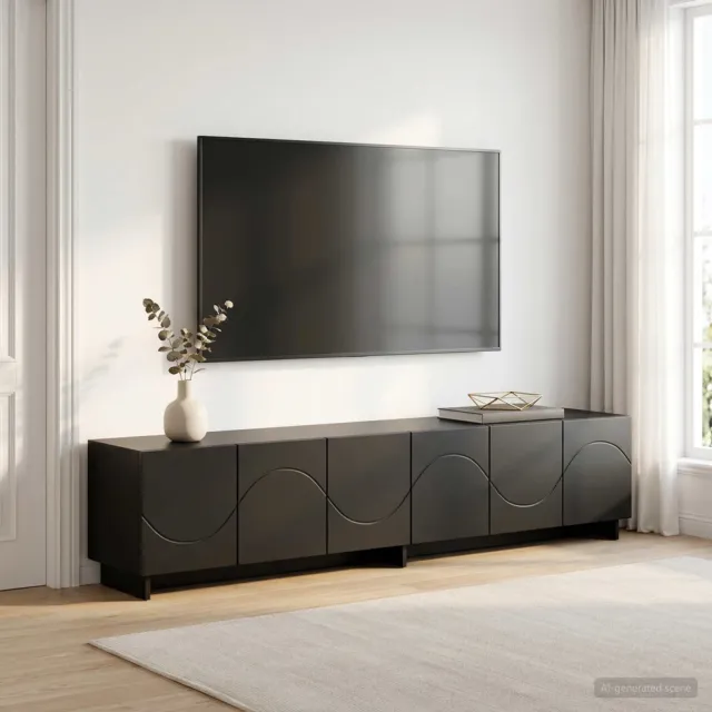 vidaXL tv-meubel 180 x 34,5 x 40 cm Zwart Bewerkt hout