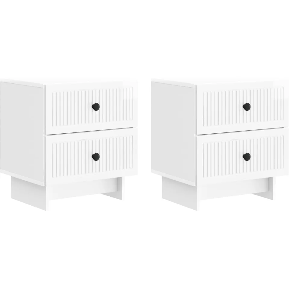 vidaXL Nachtkastje 2 st Hoogglans Wit 43 x 34,5 x 47,5 cm Bewerkt hout, foto 3