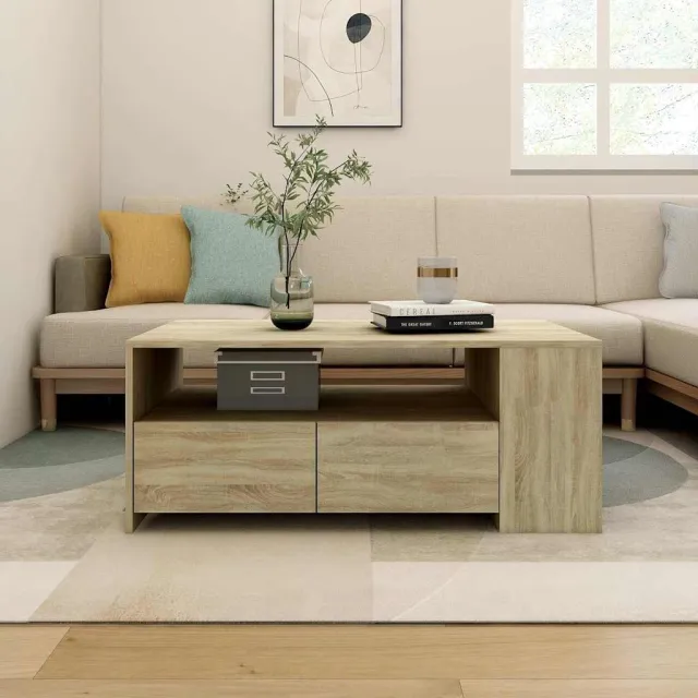 vidaXL Salontafel 102x55x42 cm bewerkt hout sonoma eikenkleurig, foto 2