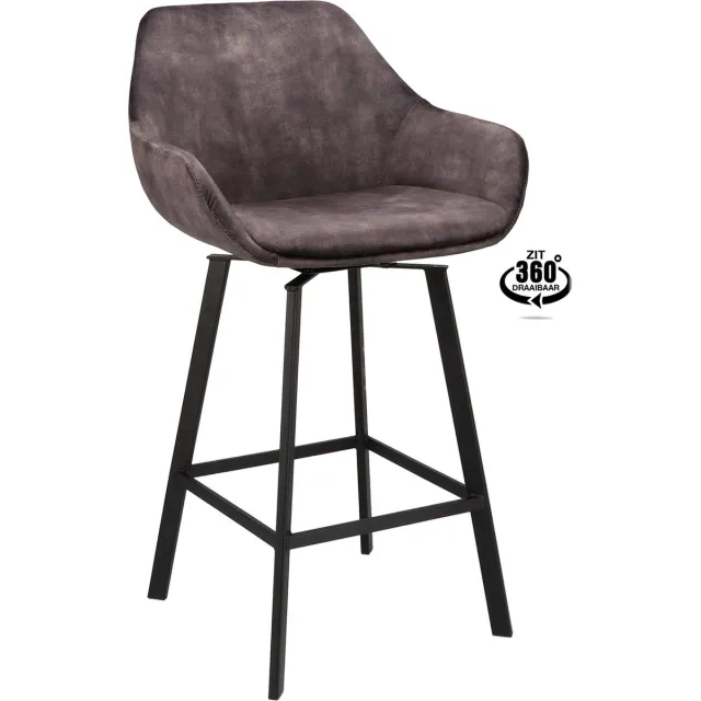 Icon Living Barkruk Royal draaibaar Zithoogte 65 - Velours Adore Anthracite