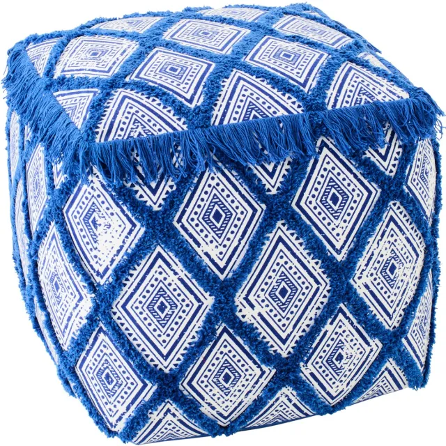 J-Line poef Oosters Patroon - katoen - blauw/wit