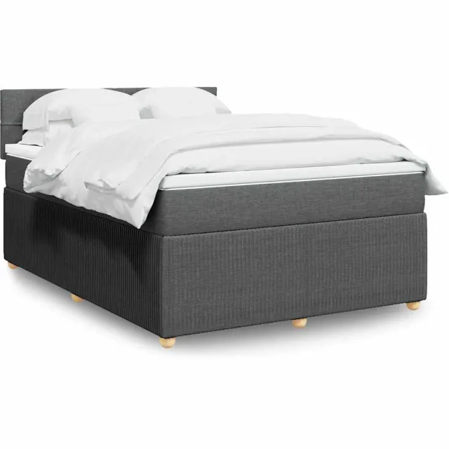 vidaXL Boxspring met matras stof donkergrijs 140x190 cm grijs