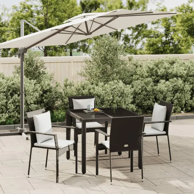 vidaXL 5-delige Tuinset met kussens poly rattan zwart, foto 2