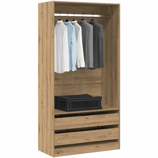 vidaXL Kledingkast 100x50x200 cm bewerkt hout artisanaal eikenkleurig Bruin
