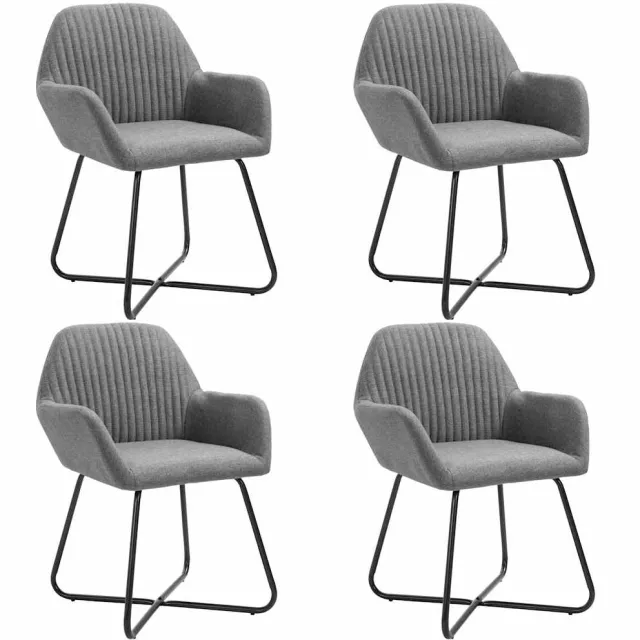 vidaXL Eetkamerstoelen 4 st stof donkergrijs