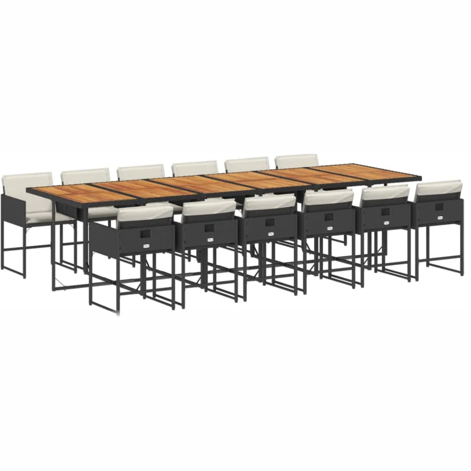 vidaXL 13-delige Tuinset met kussens poly rattan zwart, foto 3