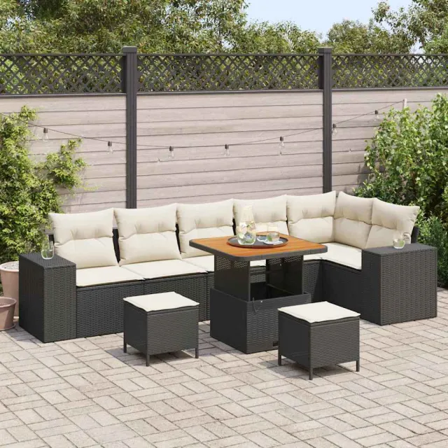 vidaXL Tuin Sofa Set 9 st Zwart poly rattan, foto 2