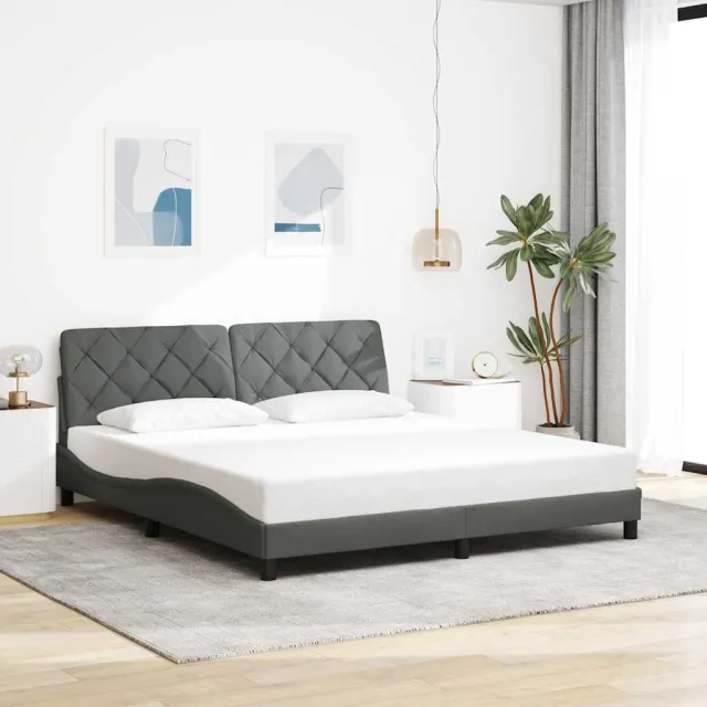 vidaXL Bedframe zonder matras stof donkergrijs 180x200 cm grijs