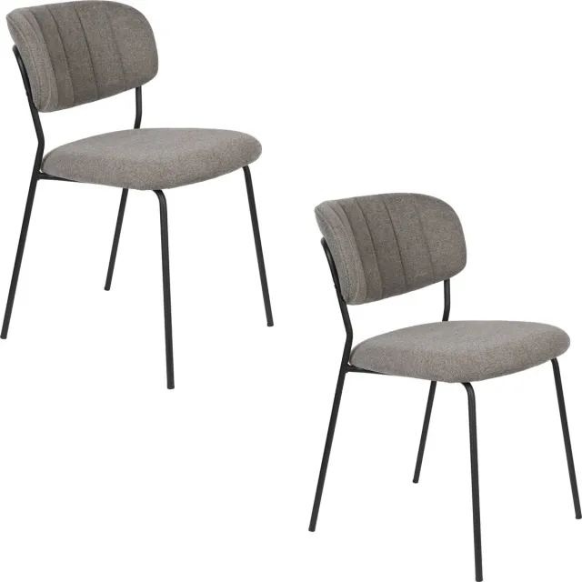 Housecraft Living Jolien Eetkamerstoelen Zwart/ Grijs - Set van 2