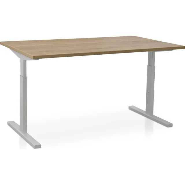 Rechthoek bureau instelbaar | Start Pintado | 160 x 80 cm | Frame wit - blad robuust eiken