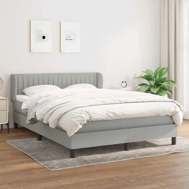 vidaXL Boxspring met matras stof lichtgrijs 140x190 cm grijs