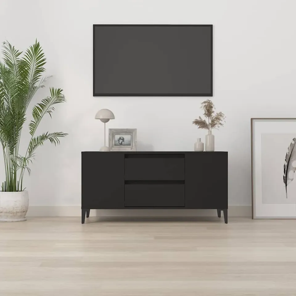 vidaXL Tv-meubel 102x44,5x50 cm bewerkt hout zwart, foto 3