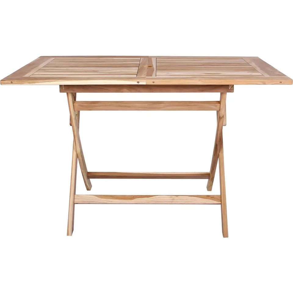 vidaXL Vouw Tuin Tafel Naturel 120 x 70 x 75,5 cm Massief Teakhout Bruin