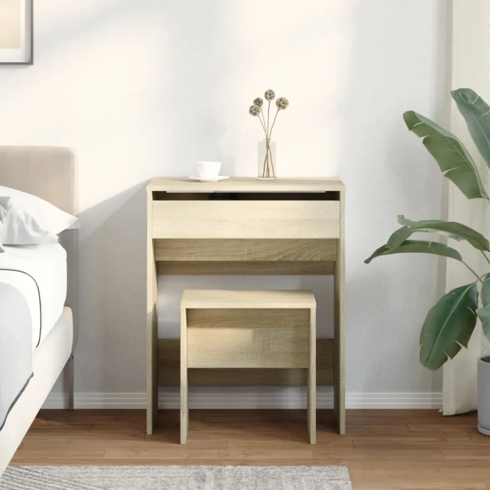 vidaXL Kaptafel met krukje 60x40x113,5 cm sonoma eikenkleurig, foto 2
