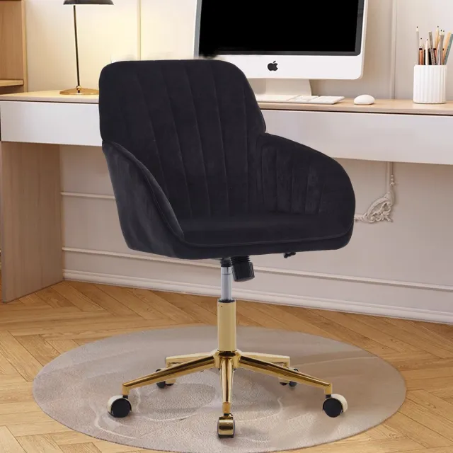 STILVORA Bureaustoel Verstelbare Zithoogte - Ergonomisch Draaibaar Met Rugleuning En Wielen - Voor Kantoor En Slaapkamer - Fluweel Zwart