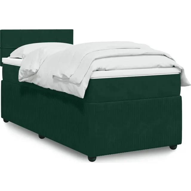 vidaXL Boxspring met matras fluweel donkergroen 80x200 cm groen