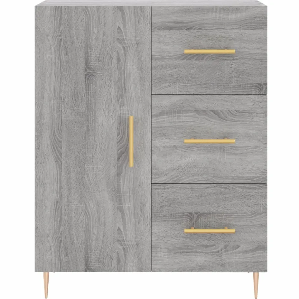 vidaXL Dressoir 69,5x34x90 cm bewerkt hout grijs sonoma eikenkleurig, foto 3