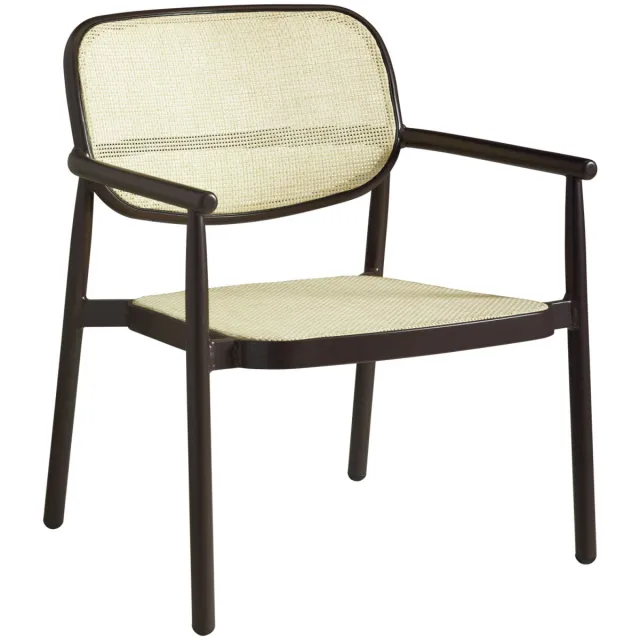 Vega Loungestoel buiten Candia; 66x68x80 cm (BxDxH); zitting beige, frame donkerbruin