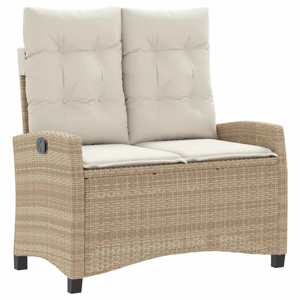 vidaXL 2-delige Tuinset met kussens poly rattan beige