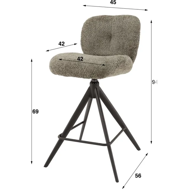 Dimehouse Set van 2 Draaibare Barkrukken Lava Bouclé - Zithoogte 69 cm - Zonder Armleuningen Beige