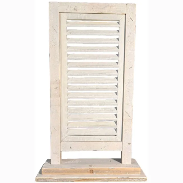 Dutch mood Raamscherm hout 71 cm – Houten shutter single oud wit | Raamluik vensterbank Ibiza White bohemien Oud wit / gebroken wit