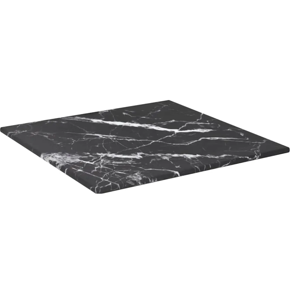 vidaXL Tafelblad 30x30 cm 6 mm gehard glas met marmeren design zwart, foto 2
