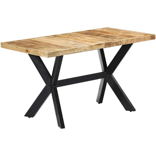 vidaXL Eettafel 140x70x75 cm massief ruw mangohout Bruin
