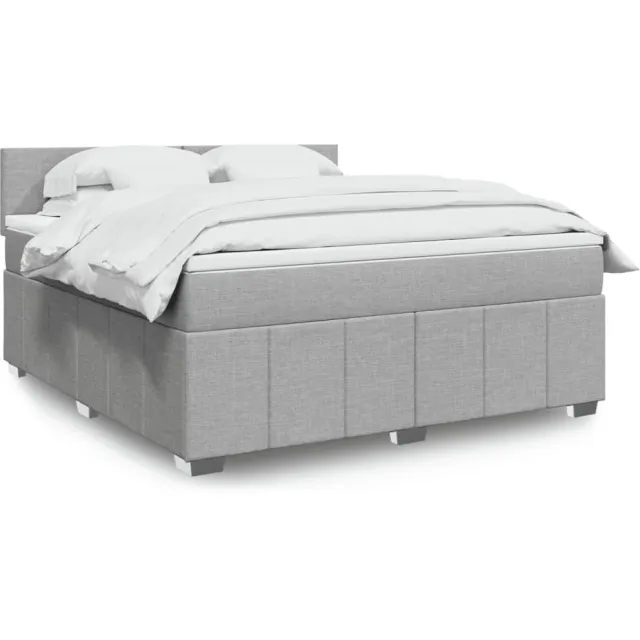 vidaXL Boxspring met matras stof lichtgrijs 180x200 cm grijs