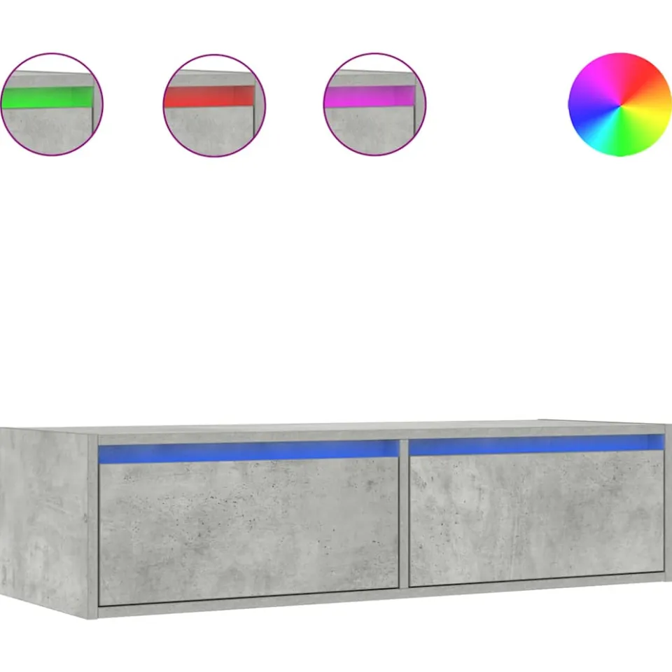 vidaXL Tv-meubel met LED-verlichting 100X35,5x25 cm betongrijs grijs, foto 4