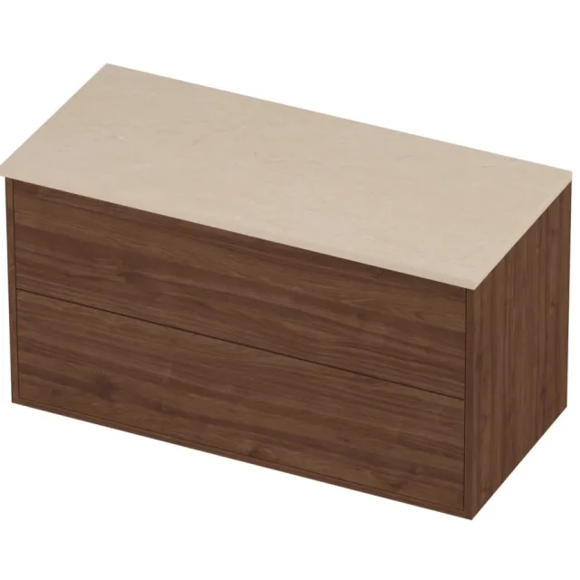 Proline Deck Badmeubelset Hardsteen Voor Grepen Symmetrisch 100x46x54 cm Sand Stone Indian Walnut Houtlook