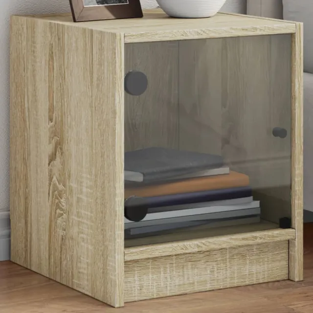 vidaXL Nachtkastjes met glazen deuren 2 st 35x37x42 cm sonoma eiken, foto 2