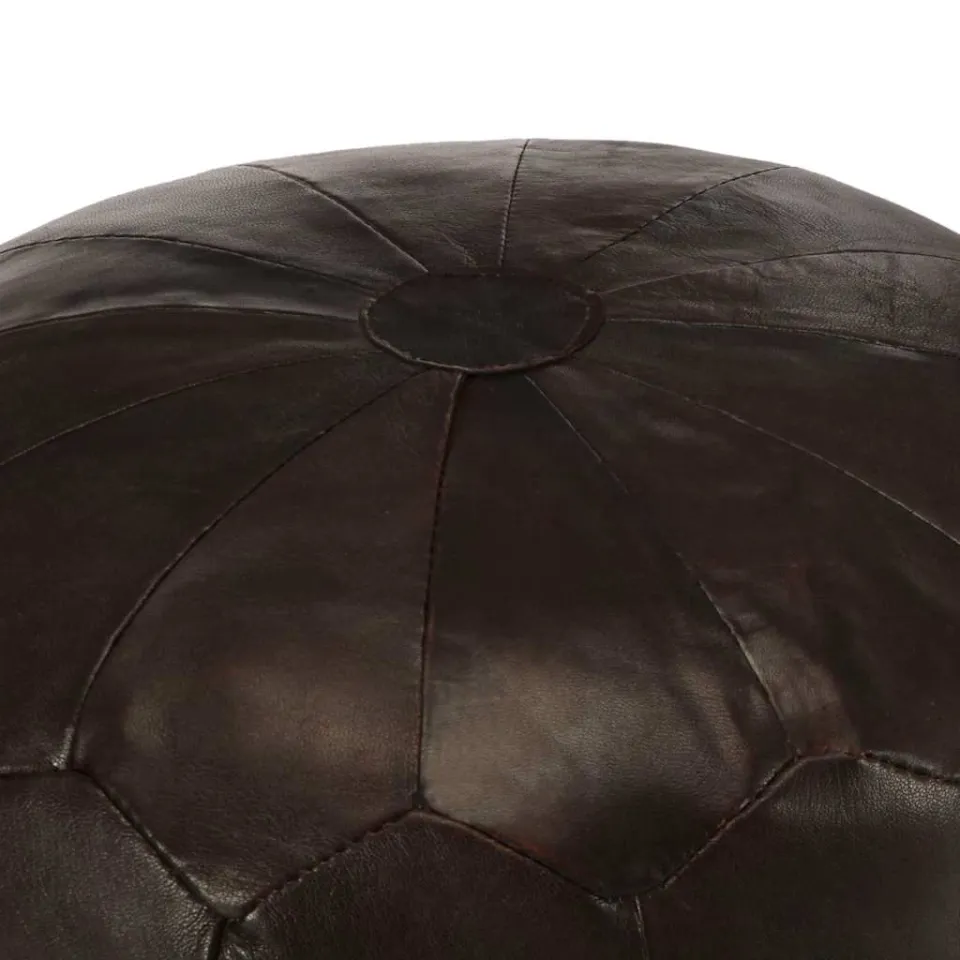 vidaXL Poef 40x35 cm echt geitenleer donkerbruin bruin, foto 4