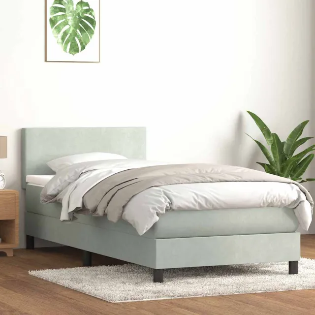 vidaXL Boxspring met matras fluweel lichtgrijs 80x220 cm grijs