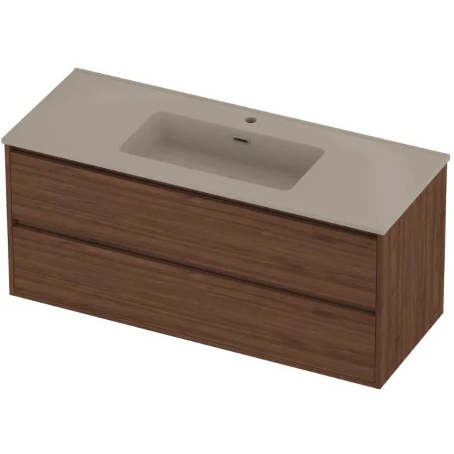 Proline Tribute Badmeubelset Porselein 1 Gat 120x46x54 cm Mat Crème Cotton Indian Walnut Houtlook