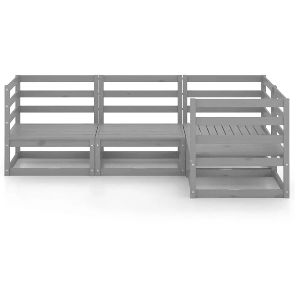 vidaXL 4-delige Loungeset massief grenenhout grijs