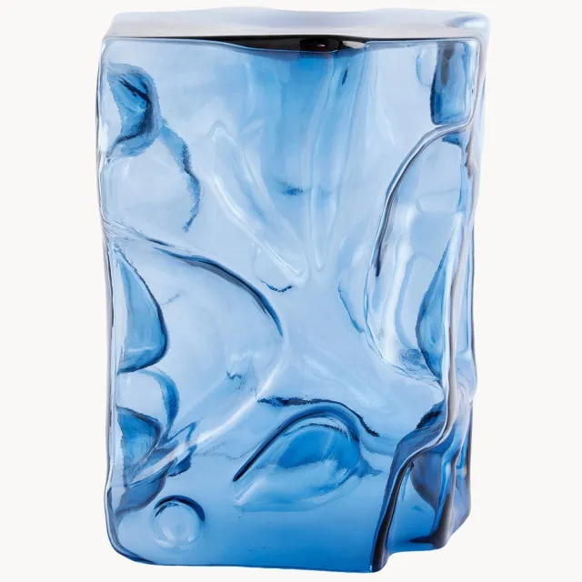 POLSPOTTEN Glazen bijzettafel Hanari Blauw