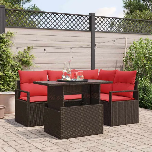 vidaXL Tuin Sofa Set 5 st Bruin Poly riet, foto 2