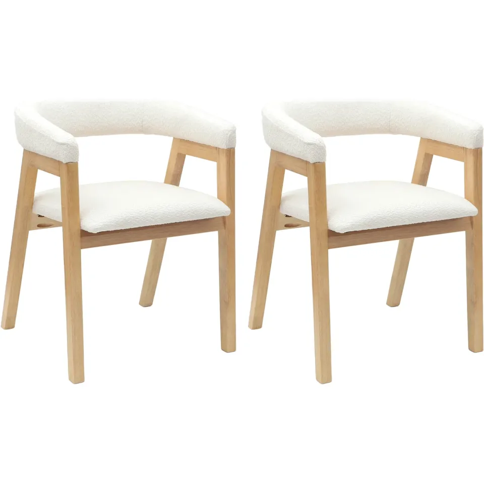 vidaXL Eettafelstoelen 2 st Massief Rubberhout Naturel 54 x 57 x 73 cm Wit
