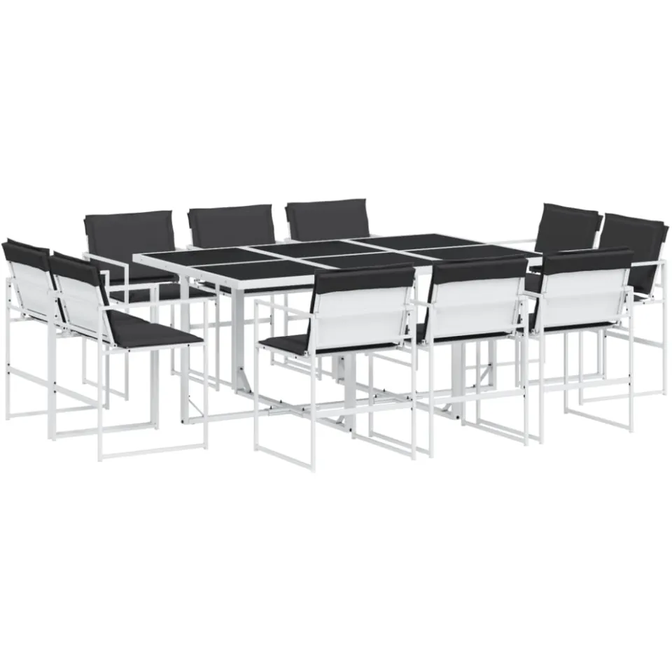 vidaXL 11-delige Tuinset met kussens textileen wit