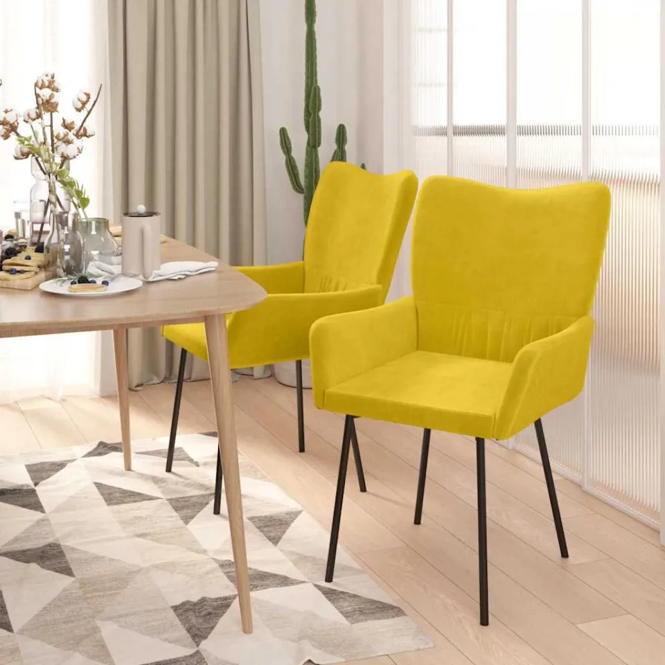 vidaXL Eetkamerstoelen 2 st fluweel geel, foto 3