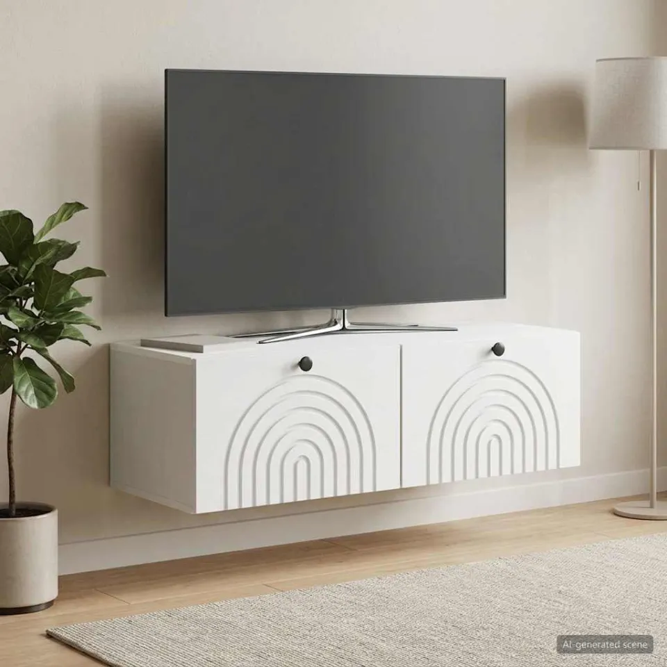 vidaXL Wandbeugel TV-kast 99 x 41 x 30 cm Wit, foto 4