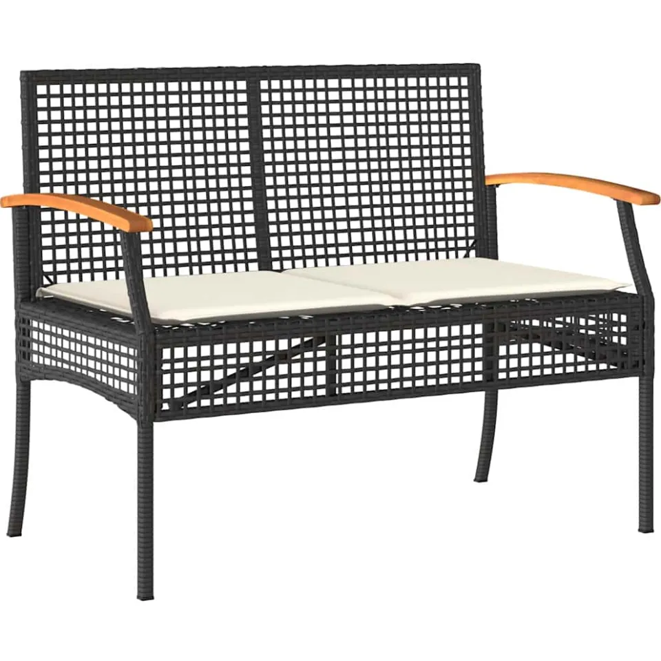 vidaXL 5-delige Tuinset met kussens poly rattan zwart
