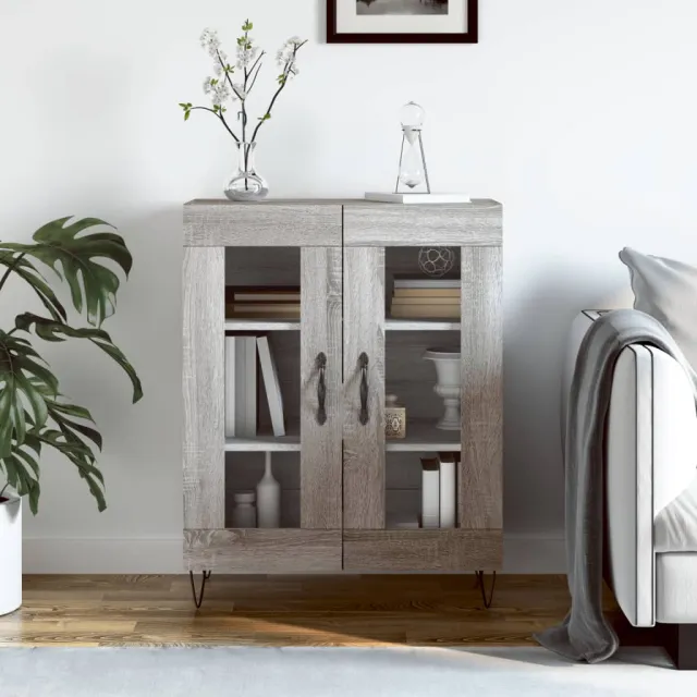 vidaXL Dressoir 69,5x34x90 cm bewerkt hout grijs sonoma eikenkleurig, foto 2