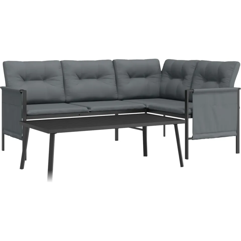 vidaXL 2-delige Loungeset staal antracietkleurig Anthraciet