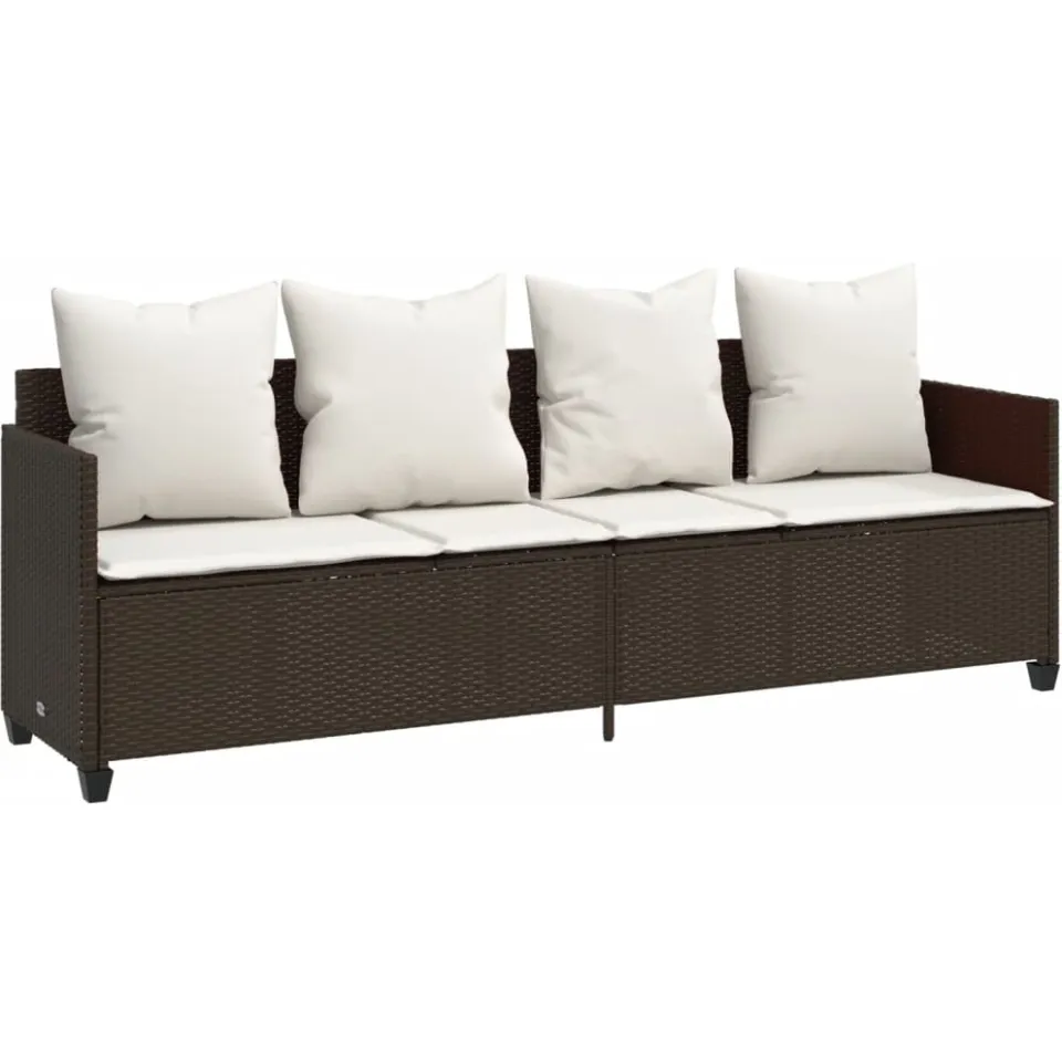vidaXL 5-delige Loungeset met kussens poly rattan bruin