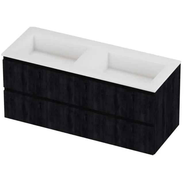 Proline Aristo Badmeubelset Polystone Elegant 120x46x54 cm Glans Wit Charcoal Oak Eiken