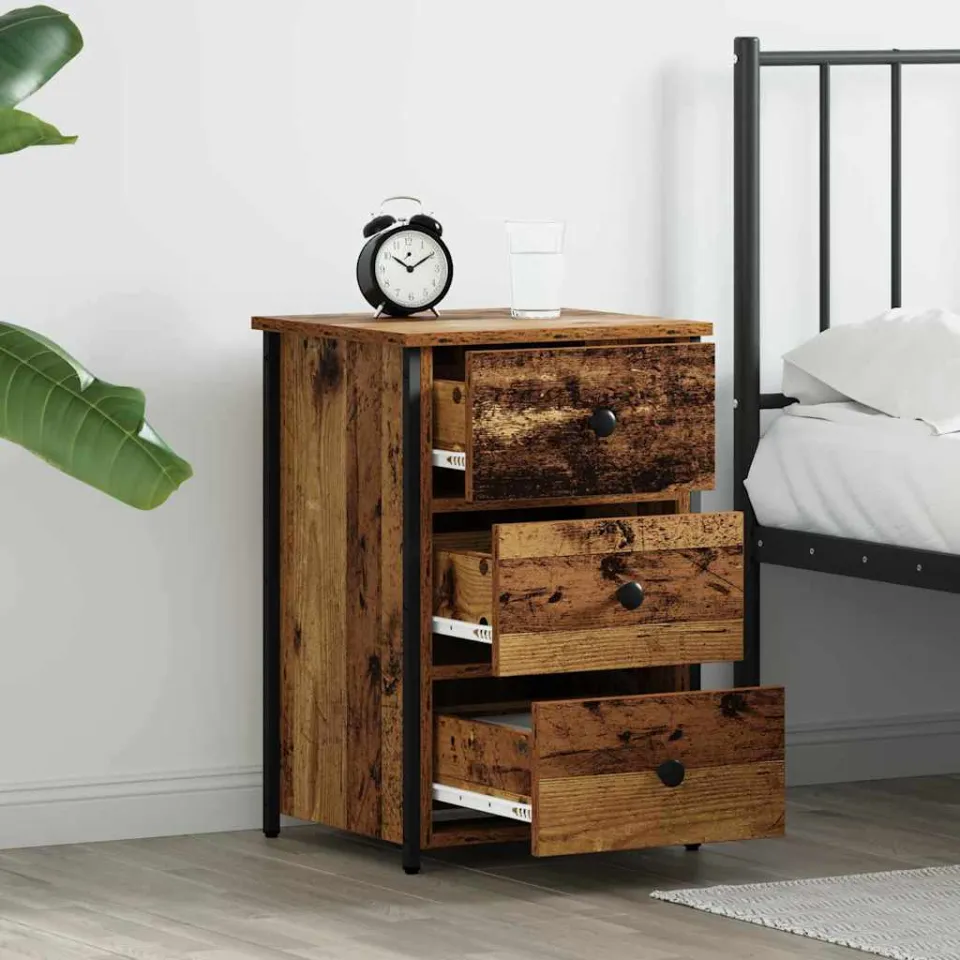 vidaXL Nachtkastje 2 st Bruin 40 x 36 x 60 cm Massief Gerecycled Hout, foto 4